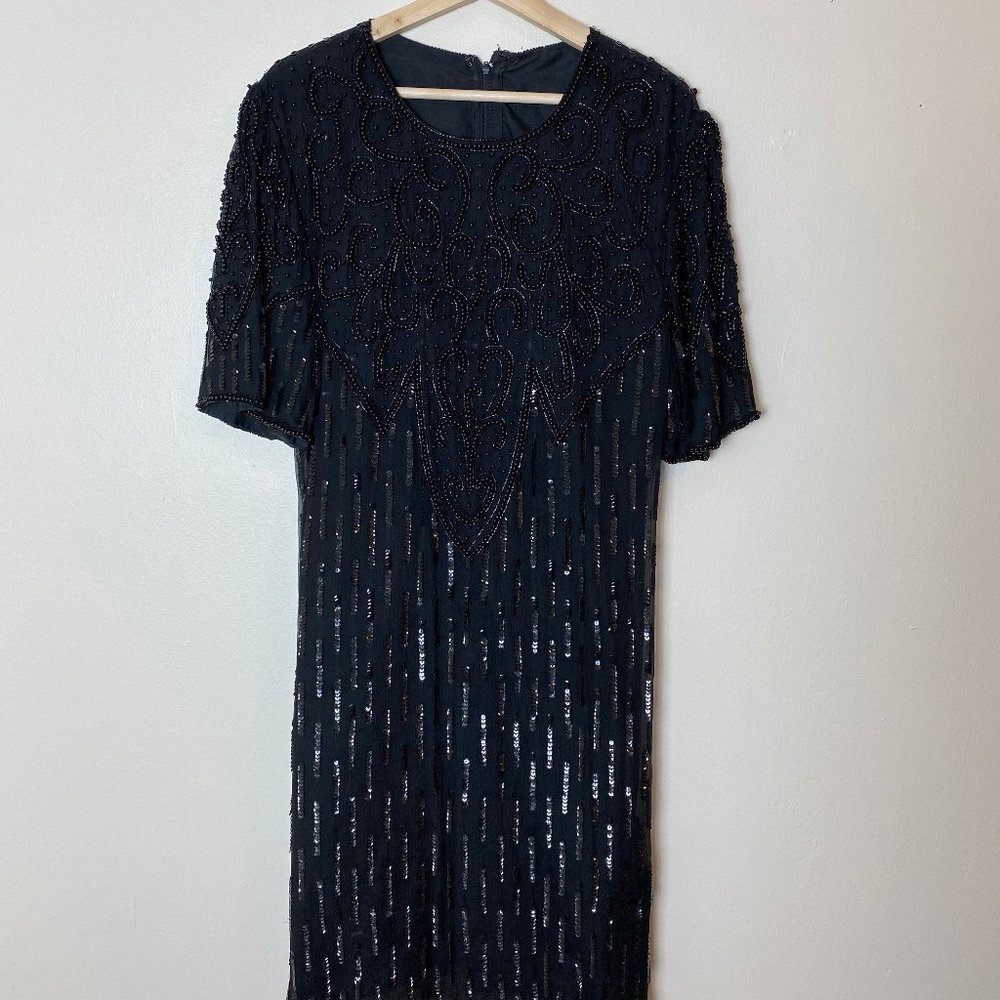 Black Sequin Vintage Dress